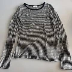 Mサイズ 黒白ストライプ 長袖Tシャツ