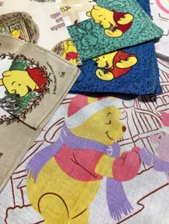 ★Disney★東京ディズニーランド／プーさんバンダナ＆ハンカチ4枚★レトロ★