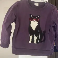 petit main 猫刺繍 トレーナー 90