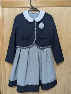 ジャケット付きフォーマルドレス ネイビー×グレー