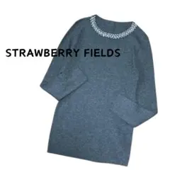 STRAWBERRY FIELDS ビジュー ニット グレー リブニット