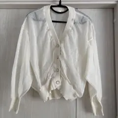 MAJESTIC LEGON オフホワイト 長袖カーディガン 薄手