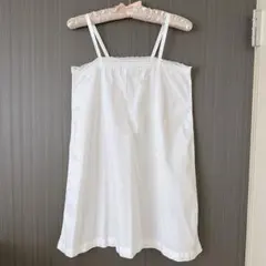 ヴィンテージワンピース　コットン　ホワイト レース　刺繍　ナイトドレス　キャミ白