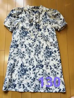 ROPE PICNICキッズ 半袖 ワンピース 花柄 ホワイト ブルーのサムネイル