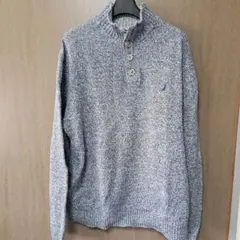 NAUTICA ハーフジップ ニットセーター XL グレー系