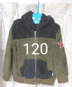 フリースジャケット 120cm オリーブグリーン(カーキ)/ブラック ミリタリー