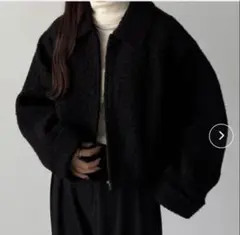 【新品タグ付き】callautia ステンカラーショートジップブルゾン　ブラック