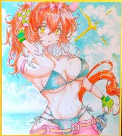 手描きイラスト ウマ娘 ダンツフレーム 水着 ファンアート 色紙 - メルカリ