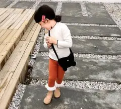 子供服 レギンスパンツ フリル オレンジ １３０㎝