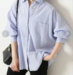 Spick & Span ストライプパールボタンドルマンオーバーシャツのサムネイル