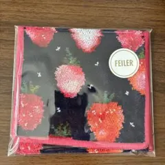 フェイラー　ストロベリードット　ハンカチポーチ ネイビー