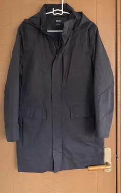 【UNIQLO】メンズ フード付きダウンジャケット コート S ダークグレー