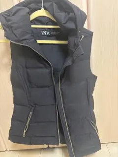 ZARA フード付き ブラック ダウンジャケット M