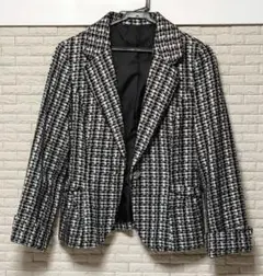 テーラードジャケット ブラック・ホワイト チェック柄