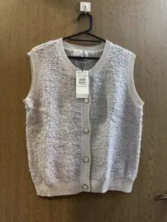 センソユニコ 慈雨ジウ☆ニットベスト☆ブルー系40新品☆手洗い可