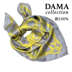 DAMA コレクション　総柄 シルクスカーフ　絹100% 艶　正方形　dinosのサムネイル