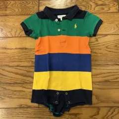 ラルフローレン　ショートロンパース(紺系ボーダー)6month