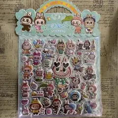 1日２回発送 匿名配送 2枚組LABUBU大判 3D 立体 ぷくぷく シール