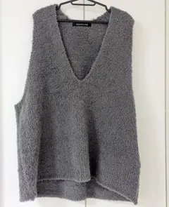 mizuiro ind へアリーヤーンワイドベスト　グレー