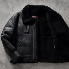 【雰囲気抜群】VINTAGE フライトジャケット　B-3 羊革　ブラック　Lのサムネイル