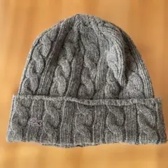 【美品】LACOSTE ケーブル編み ニット帽 グレー