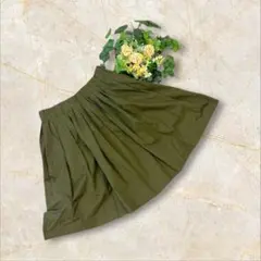 ローリーズファーム　ミニスカート　フリーサイズ　　カーキ　フレア　ウエストゴム