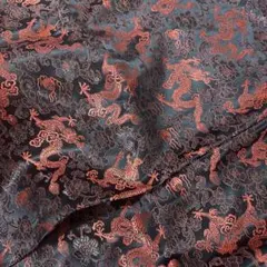 龍と雲模様のサテン生地 はぎれ