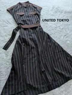 美品 ユナイテッドトウキョウ シアーコンビブロッキングシャツ