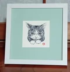 手描き猫の絵　ベビーニャン　額入り