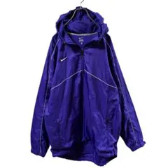 し*ぺ様 NIKE ハーフジップ ナイロンジャケット パープル ロゴ刺繍 ナイキ