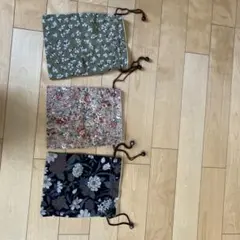 花柄巾着袋　3枚