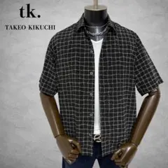 tk.TAKEO KIKUCHI 半袖シャツ　総柄シャツ　チェックシャツ　日本製のサムネイル
