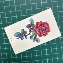 タトゥーシール　刺青シール　薔薇　バラ　花　flower 茎　葉っぱ　ピンク　緑