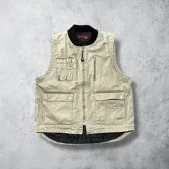 vintageワークベストリップストップカーキフェードL古着RIGGSラングラー