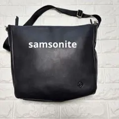 【美品・高品質】samsonite ブラックレザーショルダーバッグ