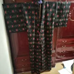 黒地 小紋 着物と羽織のセット