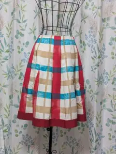 エムズグレレイシー　フレアスカート マルチカラー チェック柄