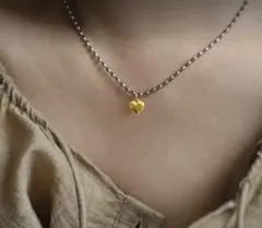 【【 新品未使用 月末セール】】シルバー×ゴールド　ハートネックレス　ステンレス