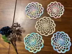 ハンドメイド　コースター5枚セット　レース糸