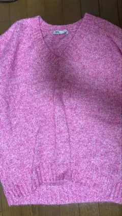 ピンク Vネック ニットセーター 長袖 ZARA