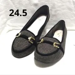 【新品未使用】フラットシューズ グレーと黒のコンビ