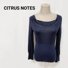 ​CITRUS NOTES シトラスノーツ ビジューニット ネイビー 羊毛混 Mのサムネイル