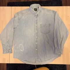 90s OLD GAP デニムシャツ カナダ製 黒タグ L ヴィンテージ