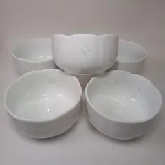 有田焼　菊峰　白磁 ホタル手 小鉢 5個セット 菊割型のサムネイル