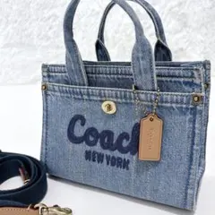 COACHコーチ MatinKimブラックデニムバッグ caz29デニムブルー青