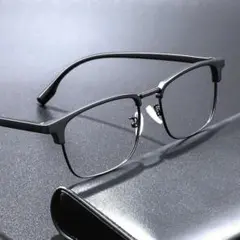 サーモントブロー 伊達メガネ スクエア 黒 レトロ調　クラシック メガネ