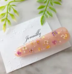 春色＊ドライフラワー　大人かわいい♡レジンヘアクリップくすみピンク　ハンドメイド