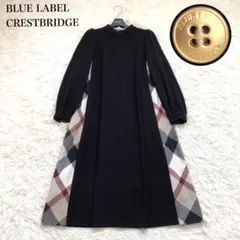 定価4万円✨ブルーレーベルクレストブリッジ ワンピース　チェック　ロゴボタン