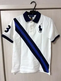 【POLO Ralph Lauren】半袖ポロシャツ 白×ネイビー　150センチ