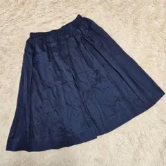 ユニクロ/UNIQLO コットン フレア ミディスカート【S】ウエストゴム